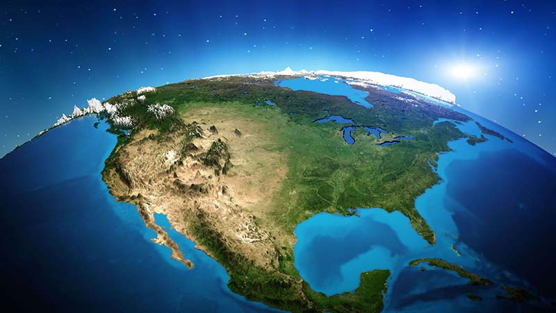 Satellite View of North American Countries