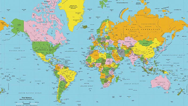 Political Map of Countries on the Planet of Earth