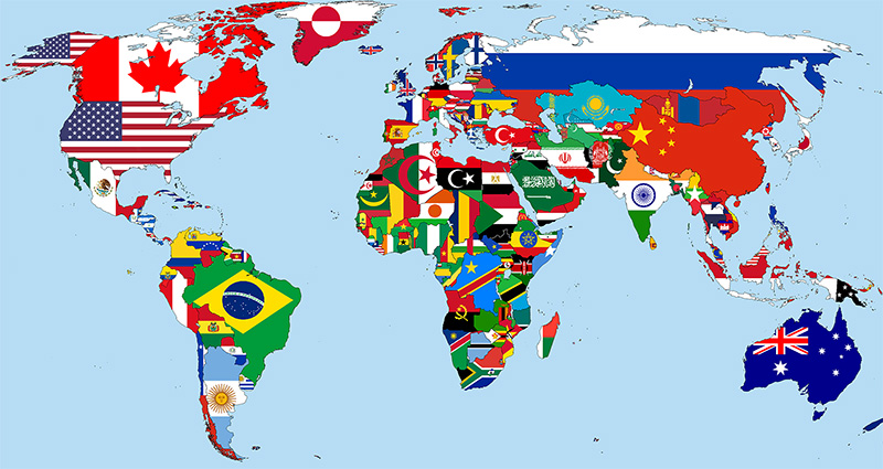 World Map with Country Flags